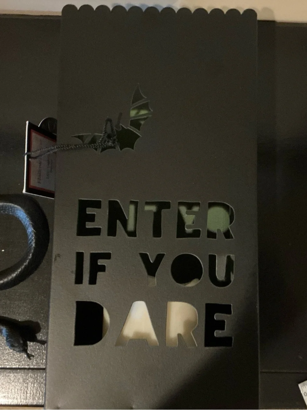 Halloween ENTER IF YOU DARE Metal Luminaria Decor 🦇